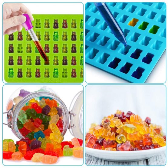 LYTIVAGEN 3 PCS Candy Silicone Moluds without BPA Chocolate Molds with 3 Drippers Ice Cube Mould Gelatin Molds for Baking (3 Colors) - Image 4