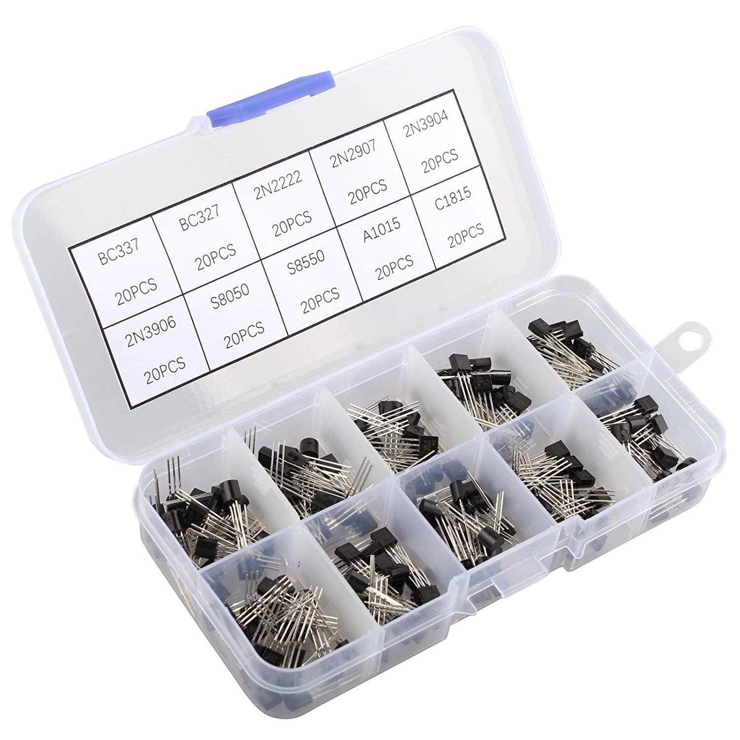 HALJIA 200PCS Transistor Kit 10 Values of NPN PNP Transistor TO-92 Power Transistor Assortment Kit - Image 2
