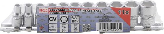 BGS 2433 | Socket Set, Hexagon | 6.3 mm (1/4") Drive | Inch Sizes | 11 pcs. - Image 2