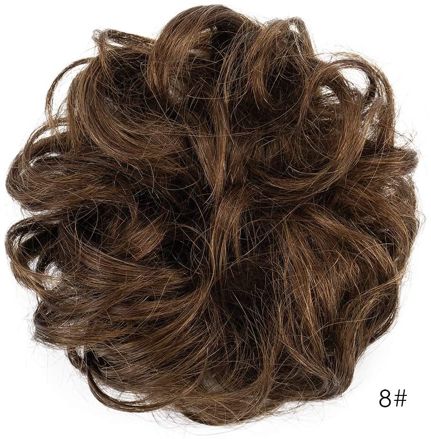 100% Human Hair Scrunchies , BARSDAR Curly Messy Bun Hairpiece ...