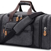 Plambag by Gonex Expandable Canvas Holdall Bag for Men, 40L / 50L Large Duffel Bag for Men, Overnight Weekend Bag, Unisex Holdall Travel Duffle Bag, Weekender Bag for Men & Women, Dark Gray