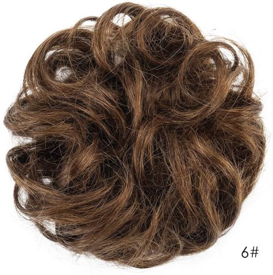 100% Human Hair Scrunchies , BARSDAR Curly Messy Bun Hairpiece Extensions Wedding Hair Pieces for Women Kids Messy Bun Real Hair Updo Donut Chignons 6#-Medium Chestnut Brown - Image 2