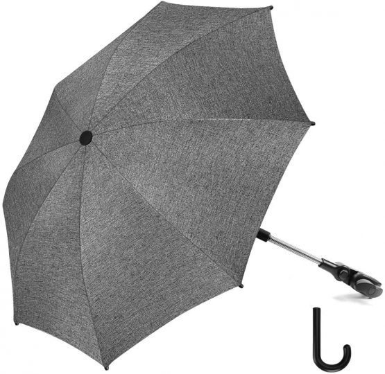 RIOGOO Baby Pram Umbrella Universal Parasol Umbrella 50+ UV Baby and Infant Sun Protection Umbrella with Umbrella Handle for Pram, Stroller, Pushchair and Buggy-Grey