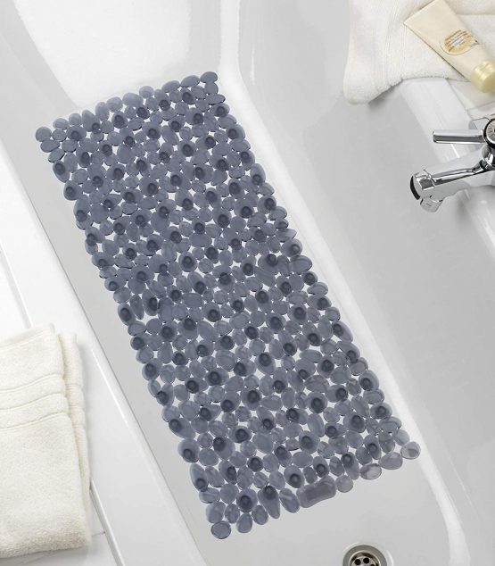 Wenko Bath Paradise Anthracite-Anti-Slip Shower mat with Suction Cups, Polyvinyl chloride, Grey, 71 x 36 x 2 cm