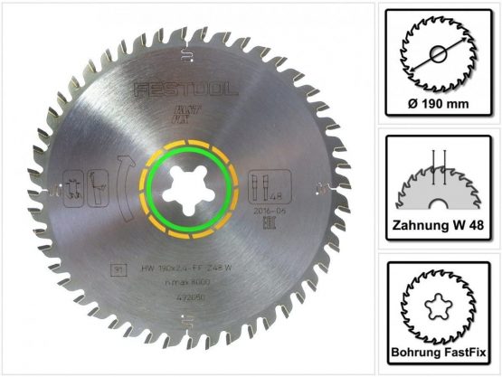 Festool 492050 Fine Tooth Saw Blade 190X2,4 FF W48 for CS 50, Multi-Colour - Image 2