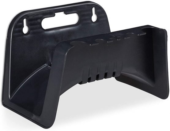 Relaxdays, Black, Plastic Wall-mounted Hosepipe Holder, Bracket For Garden Hose, HWD 14 x 24 x 16 cm, 1 piece