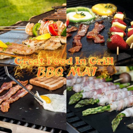 Nifogo BBQ Grill Mat, 100% Non Stick Cooking Mats & Baking Mats, Reusable nd Easy to Clean, with Oil Brush and BBQ tongs, FDA Aproved, Can Also Be Used As an Oven Liner (5 pack, 40 * 50cm) - Image 4