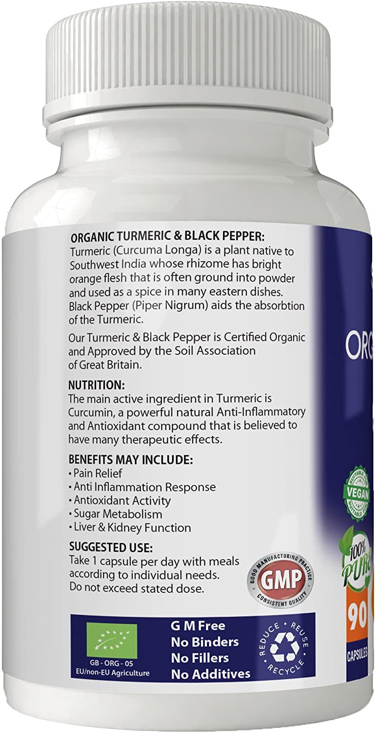 Simply Pure Organic Turmeric & Black Pepper, 90 count (Pack of 1) - Image 2