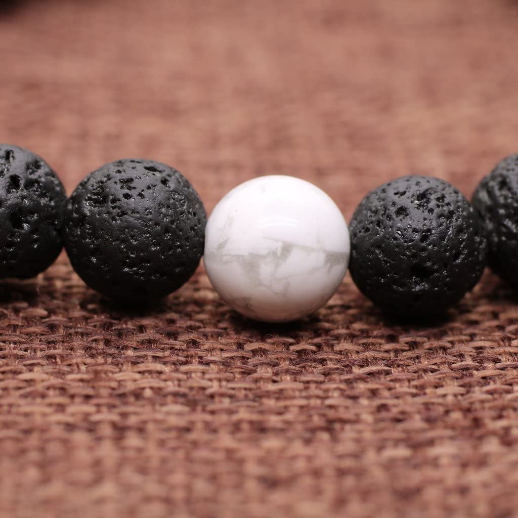COAI His and Hers Bracelets Lava Howlite Black and White Stone Beaded Yin Yang Bracelets for Couples, Lava & Howlite, 7 inch - Image 4