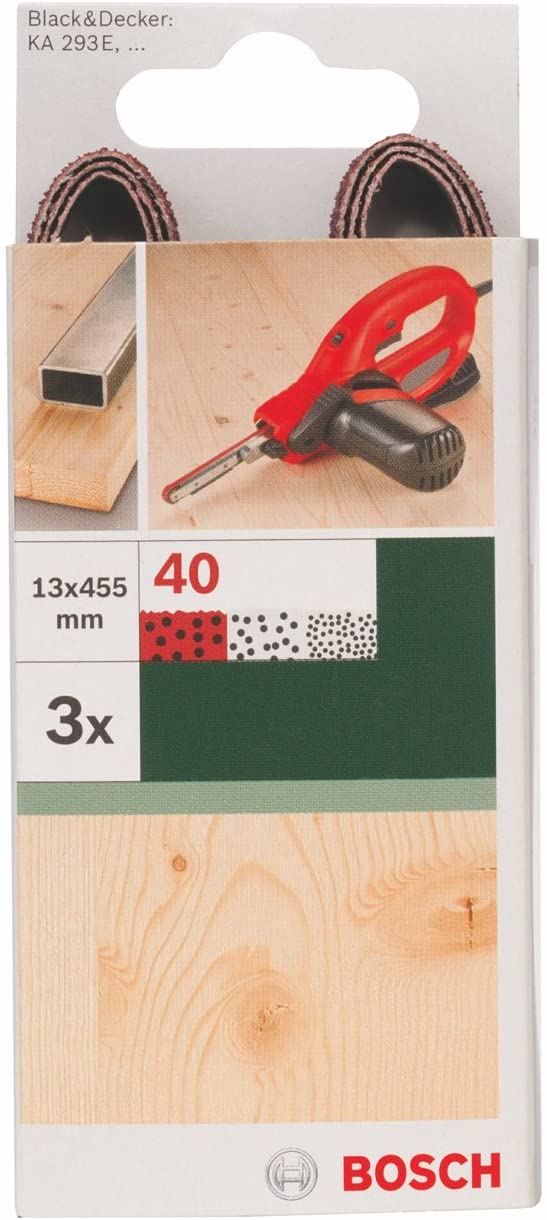 Bosch 3 pcs. Sanding Belt Set (for Wood Red Quality, 13 x 451 mm, G = 40, Accessories for Powerfile), 455 mm - Image 2