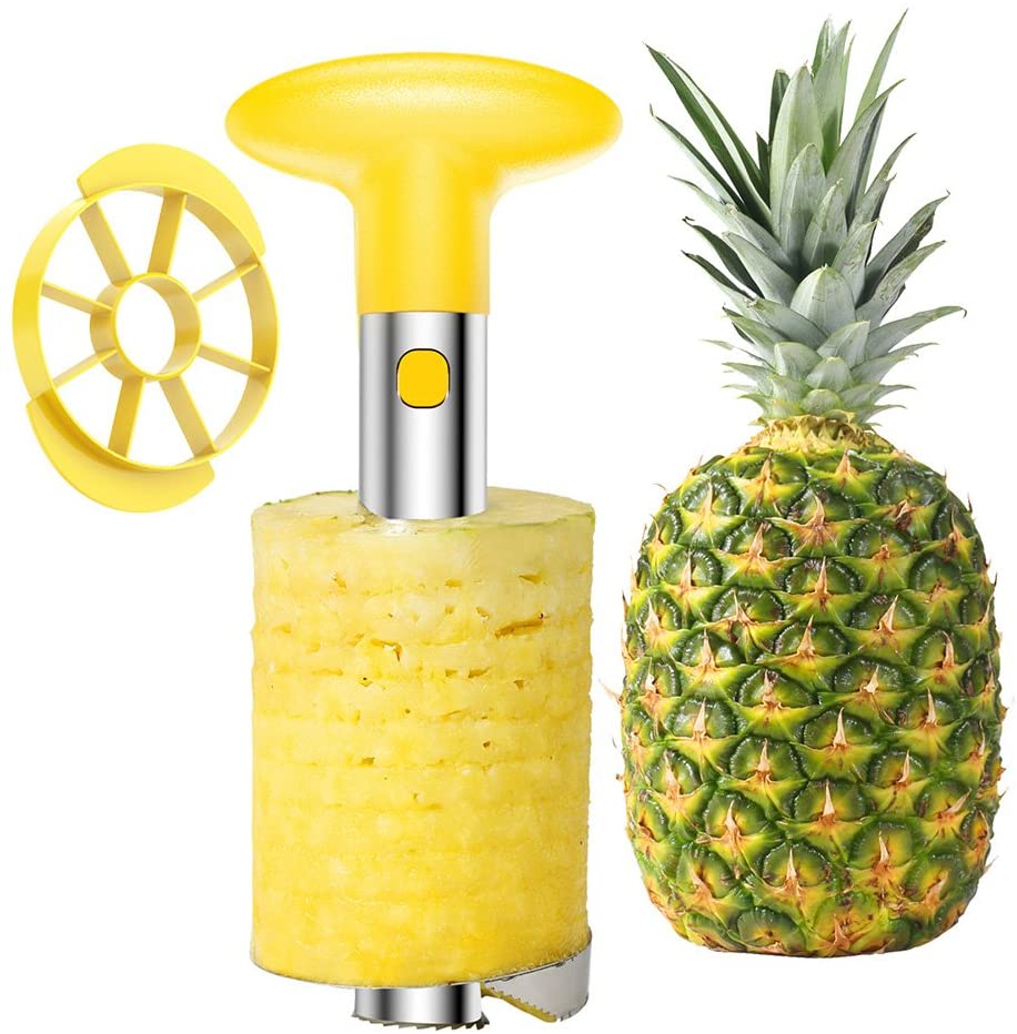 Pineapple Peeler and Corer Slicer Cutter Stainless Steel Easy Kitchen Fruit Tool by SameTech, Yellow