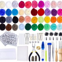 Needle Felting Starter Kit Including 40 Colours Wool Roving Set and Needle Felting Tool, Wool Painting Kit, Wool Felting Kit for Beginners Adults DIY Felting Craft Project