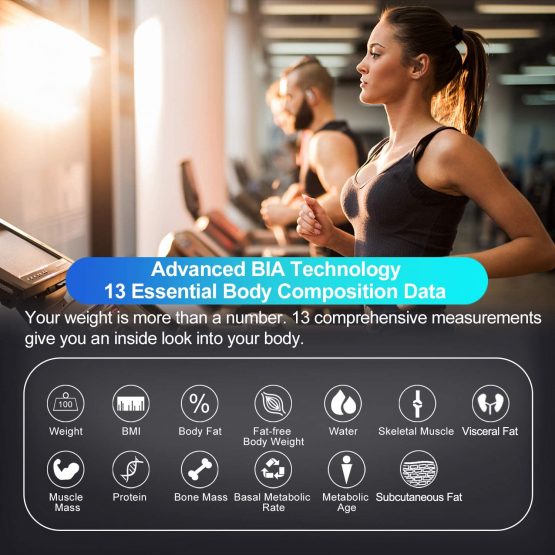 Smart Body Fat Scales, High Precision Bluetooth Scale with Smartphone App, Digital Weight Scales Bathroom Body Fat Weighing FITINDEX Body Composition Monitors for BMI Muscle, 180kg/28st/396lb, Black - Image 3