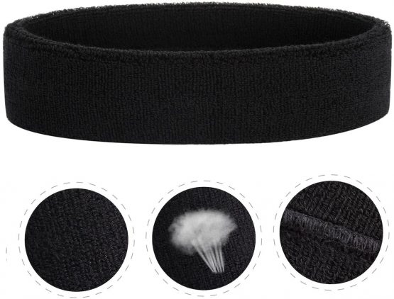 ONUPGO Sweatband Headband for Men & Women - 3PCS Sports Headbands Moisture Wicking Athletic Cotton Terry Cloth Sweatband Sweat Absorbing Head Band - Image 3