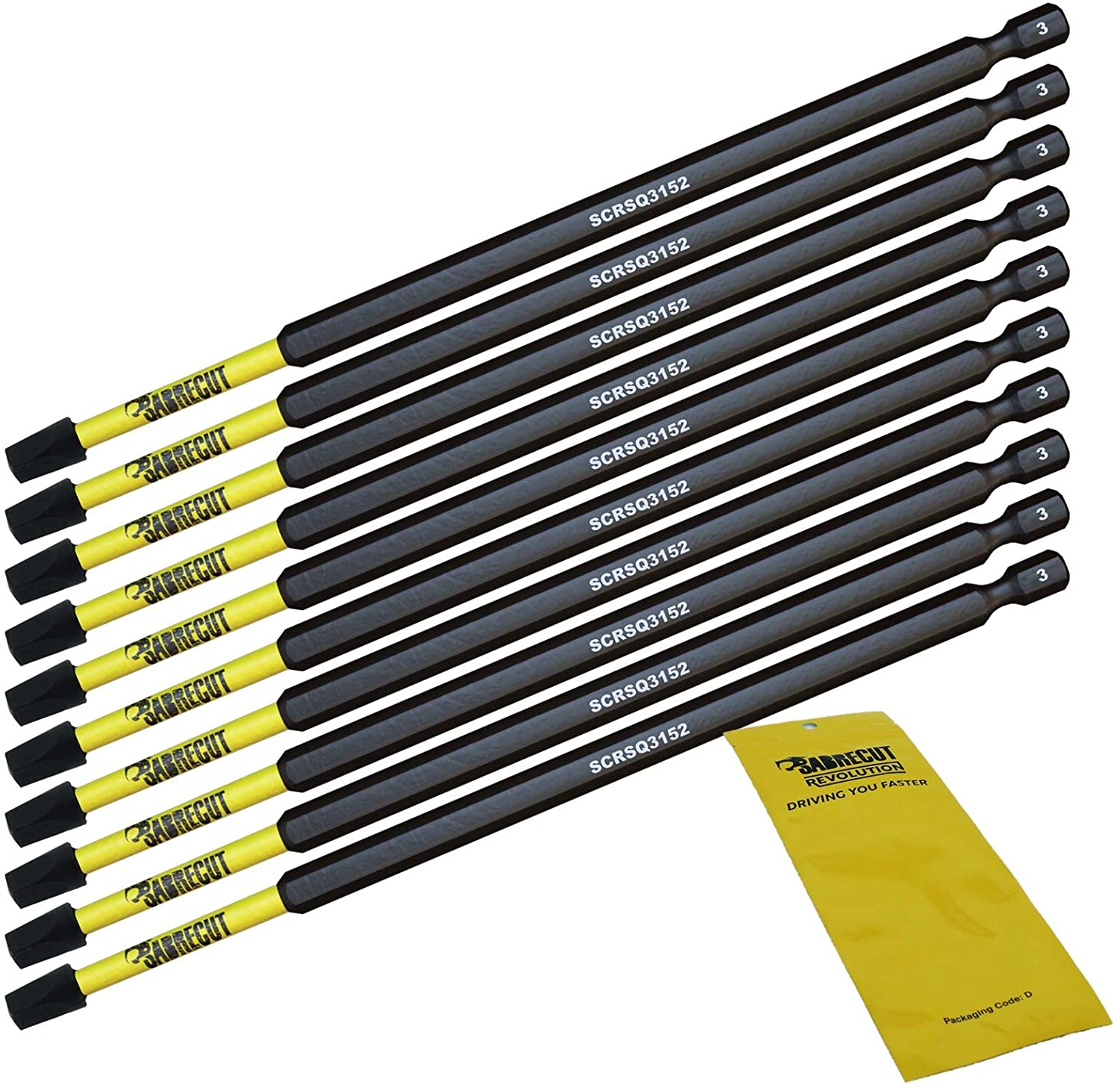 10 x SabreCut SCRSQ3152_10 152mm SQ3 Square Magnetic Impact Screwdriver Driver Bits Set Single Ended Heavy Duty