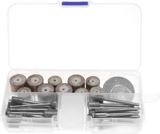 43PCS Diamond Rotary Burrs Assorted Cutting Grinding Engraving Polishing Rotary Tool Accessories for Wood Stone Glass Ceramics Jewerly