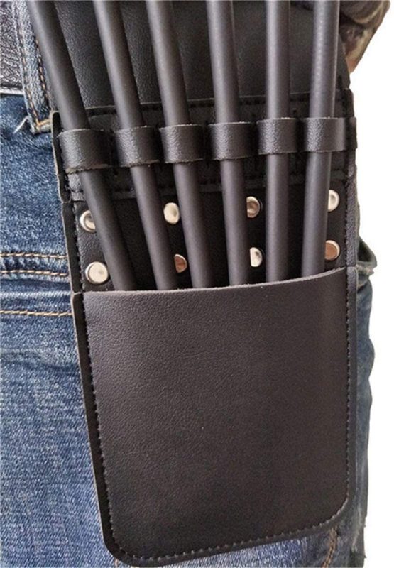 Techson Hip Arrows Pocket, Archery Leather Back Pouch Quiver for Holding 6 Pieces Arrows, Shooting Hunting Bow Gear Accessories (Black) - Image 3