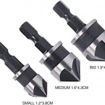 Malayas 1/4" Hex Shank 12mm/16mm/19mm Countersink Drill Bit 5 Flute 90 Degree Woodworking Countersink Bits