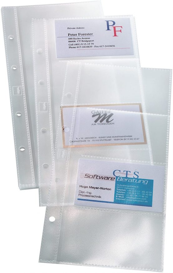 SIGEL VZ350 Pockets for Business Card Organisers, one row, transparent, 10 pcs.