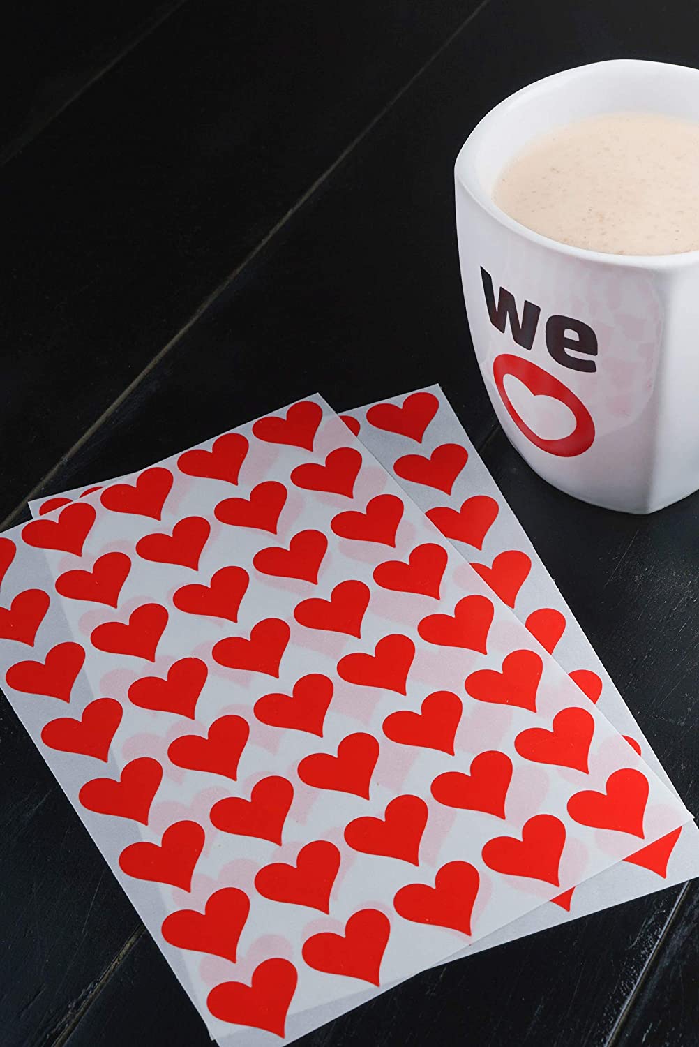 Royal Green 19MM (2CM) Red Heart Shaped Stickers Valentine Stickers for Party Favors 600 Pack - Image 3