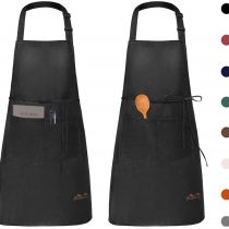 Viedouce 2 Packs Apron Cooking Kitchen Waterproof,Adjustable Chef Apron with Pockets for Home,Restaurant,Craft,Garden,BBQ,School,Coffee House,Apron for Men Women