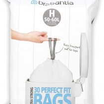 Brabantia PerfectFit Bin Liners (Size H/50-60 Litre) High Quality Thick Plastic Trash Bags with Tie Tape Drawstring Handles (30 Bags)
