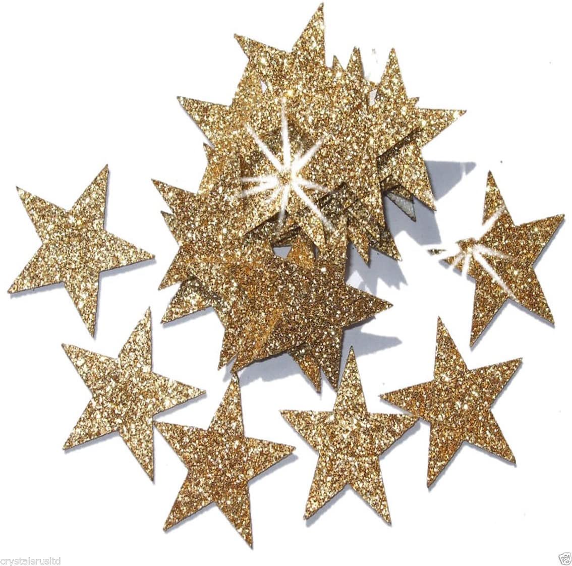 CrystalsRus 48 Gold 25mm Self Adhesive Glitter Star Sticker card making craft Diy christmas