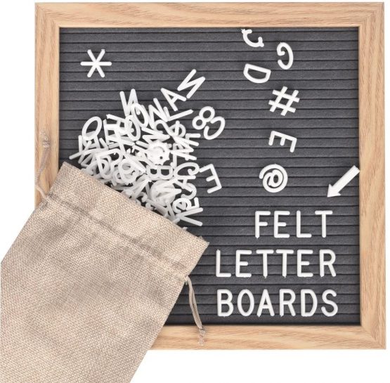 Ewtshop Lettering Board, Wood and Felt, with 170 White Letters and Numbers, Retro Design - Image 2