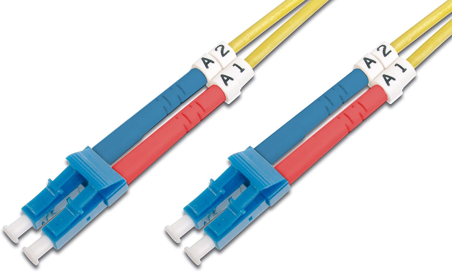 10 GBit/s Amarillo LSZH Cable de fibra óptica LC a LC de 10 m Duplex Monomodo 09/125µ Cable de conexión DIGITUS FO OS2