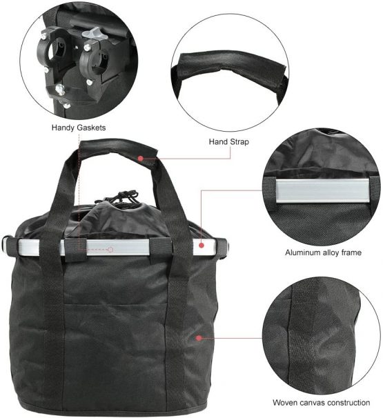 Do-cooler Bicycle Bike Detachable Cycle Front Canvas Basket Carrier Bag Pet Carrier Aluminum Alloy Frame Pet - Image 2