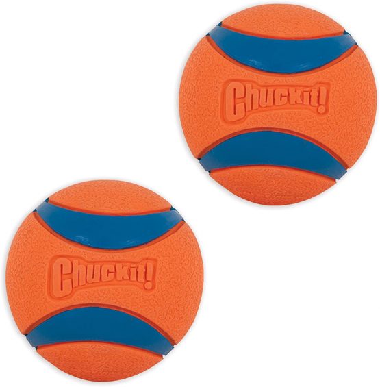 ChuckIt! Ultra Ball, Durable Dog Toy High Bounce Floating Rubber Dog Ball, Launcher Compatible, Orange & Blue, XX-Large, 1 Pack