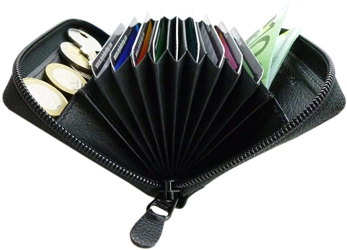 myledershop Universal Leather Credit Card case and Wallet in Black - Image 2