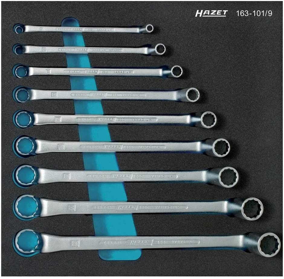 HAZET 163-101/9 12-Point Profile Double Box-End Wrench Set - Multi-Colour
