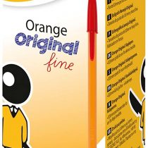 BIC Orange Fine Ballpoint Pens, Fine Point (0.8 mm), Red Ink, Box of 20 - Writing Pens with Long-Lasting Ink