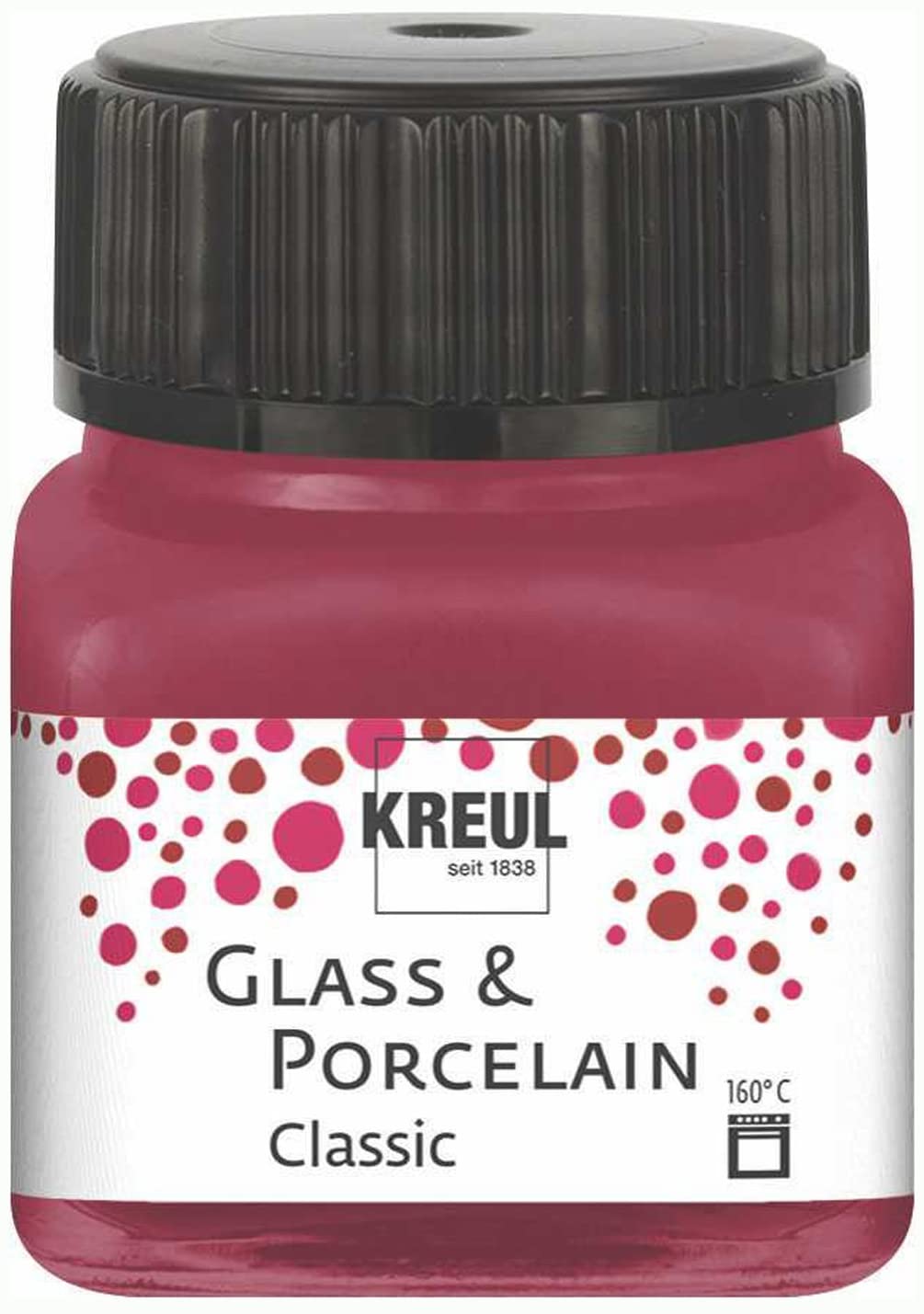 Kreul Glass & Porcelain Classic 16207 Garnet Red in 20 ml Glass, Brilliant Glass and Porcelain Water-Based Paint, Quick-Drying, Opaque