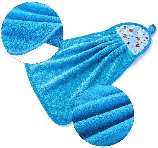 Icecode 4 Pcs Hand Towel for Kitchen Hanging Loop Soft Coral Small Soft Dish Towels Wipe Cloth for Kitchen Bathroom Use - Image 4