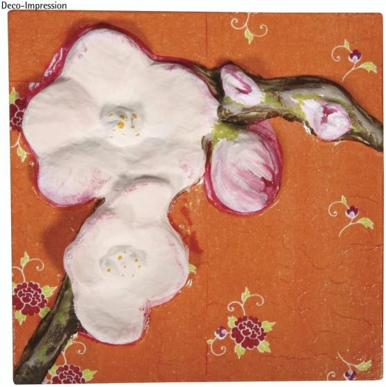 RAYHER Cherry Blossom Relief Picture Papier-Mâché Natural 20 x 20 x 3.5 cm 3 Units - Image 3