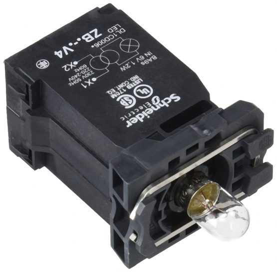 Schneider Electric ZB5AV4 Body 230-240V, Light Block With Body/Fixing Collar With Ba9S Incandesc. Bulb 220.240V