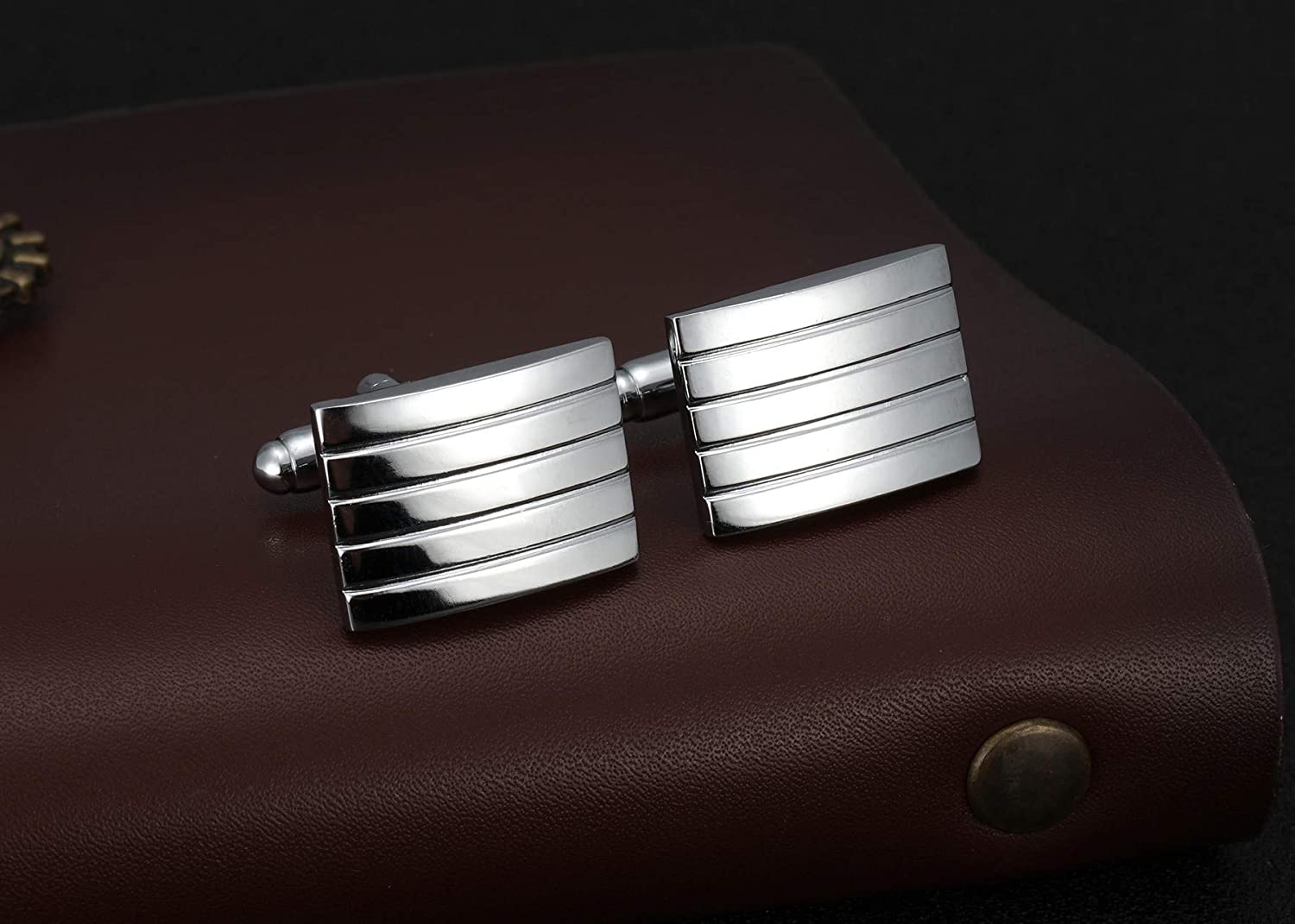 PiercingJ 2PCS Cufflinks for Men Silver Stainless Steel Classic Men’s