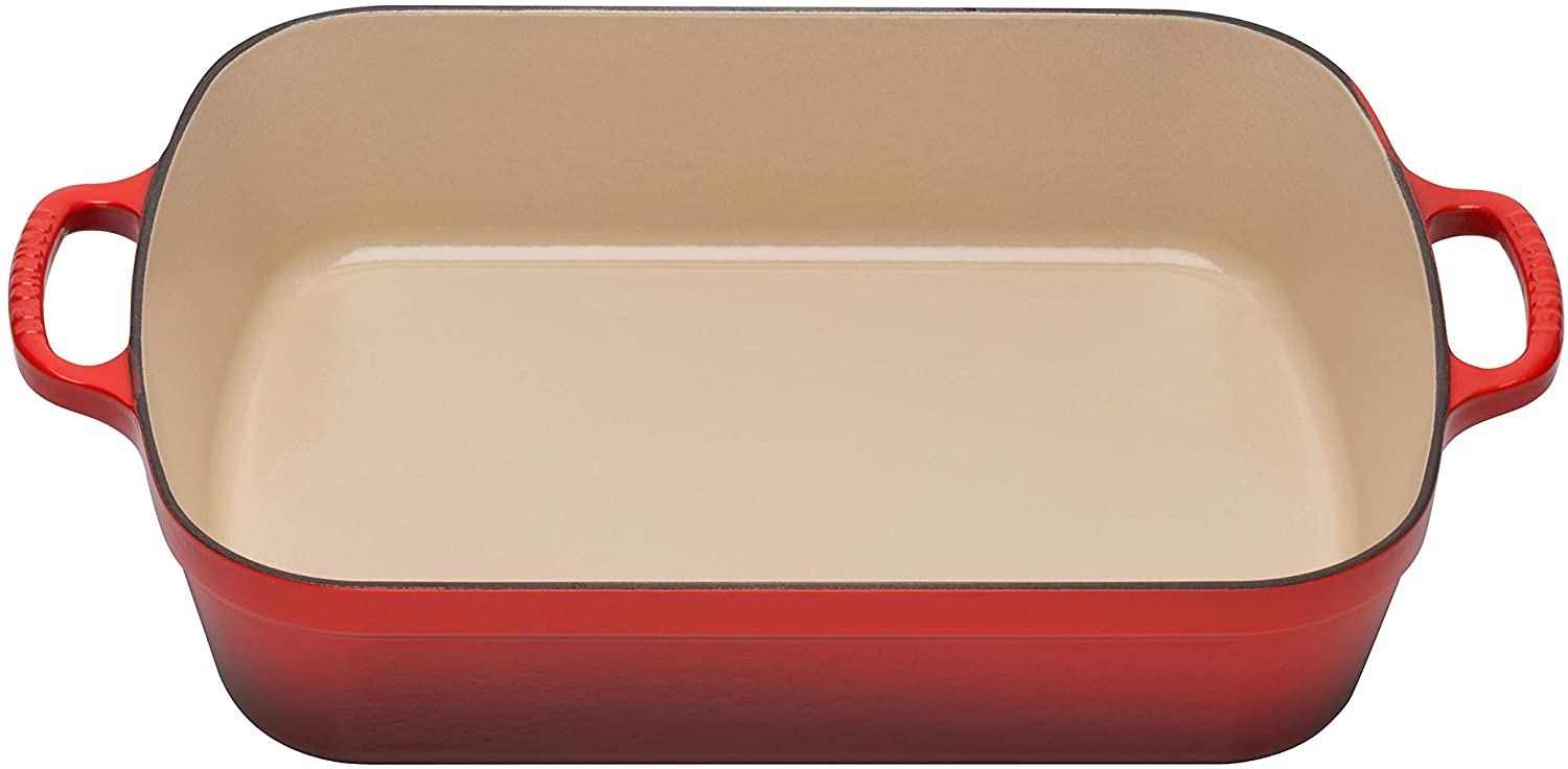 Le Creuset Signature Enamelled Cast Iron Rectangular Roasting Dish, 33 cm, 4.9 litres, Cerise, 20184330602422 - Image 2