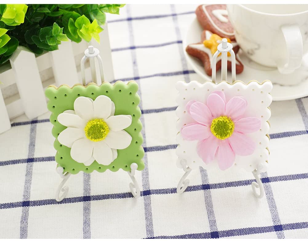 Tincogo (2 pack 4 Inch White Iron Small Plate Stand Holder, Picture Easel - Image 3
