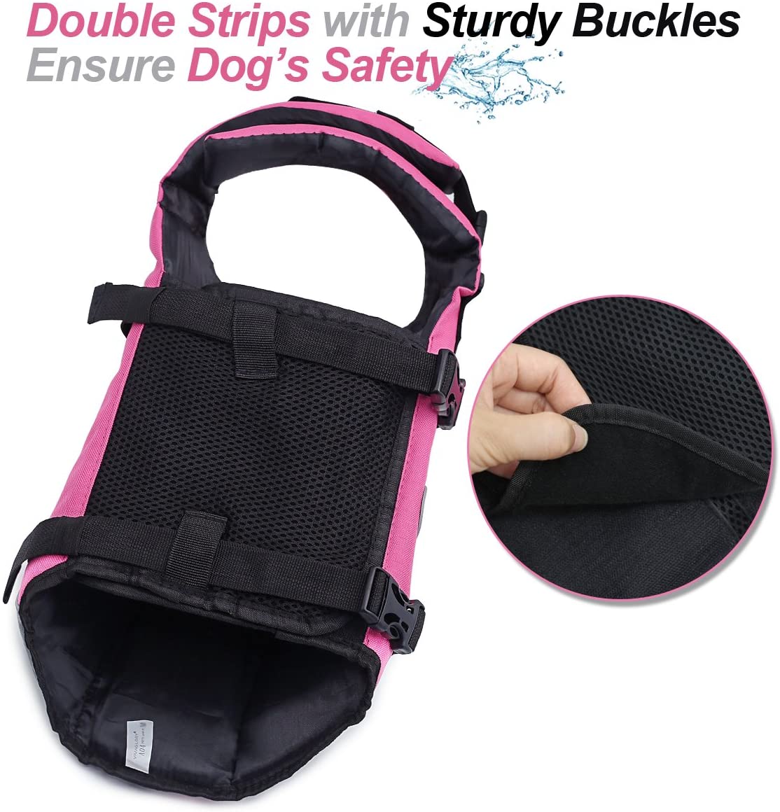 VIVAGLORY Front Float Dog Life Jacket, Dog Buoyancy Aid for Swimming & Boating, Life Vest with Chin Float & Handle - Image 4