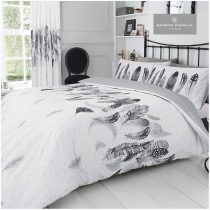 Easy Care Duvet Cover Printed Quilt Set Reversible Bedding, King, White