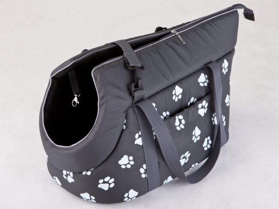 Hobbydog Transport Bag for Dogs and Cats, Size 3, Graphite with Paws Print - Image 2