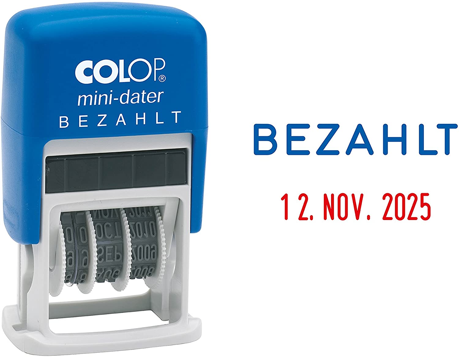 Colop S160/L2 miniDater 5 x 25 mm, 4 mm cushion red/blue Paid, 6 x 5 x 2 cm