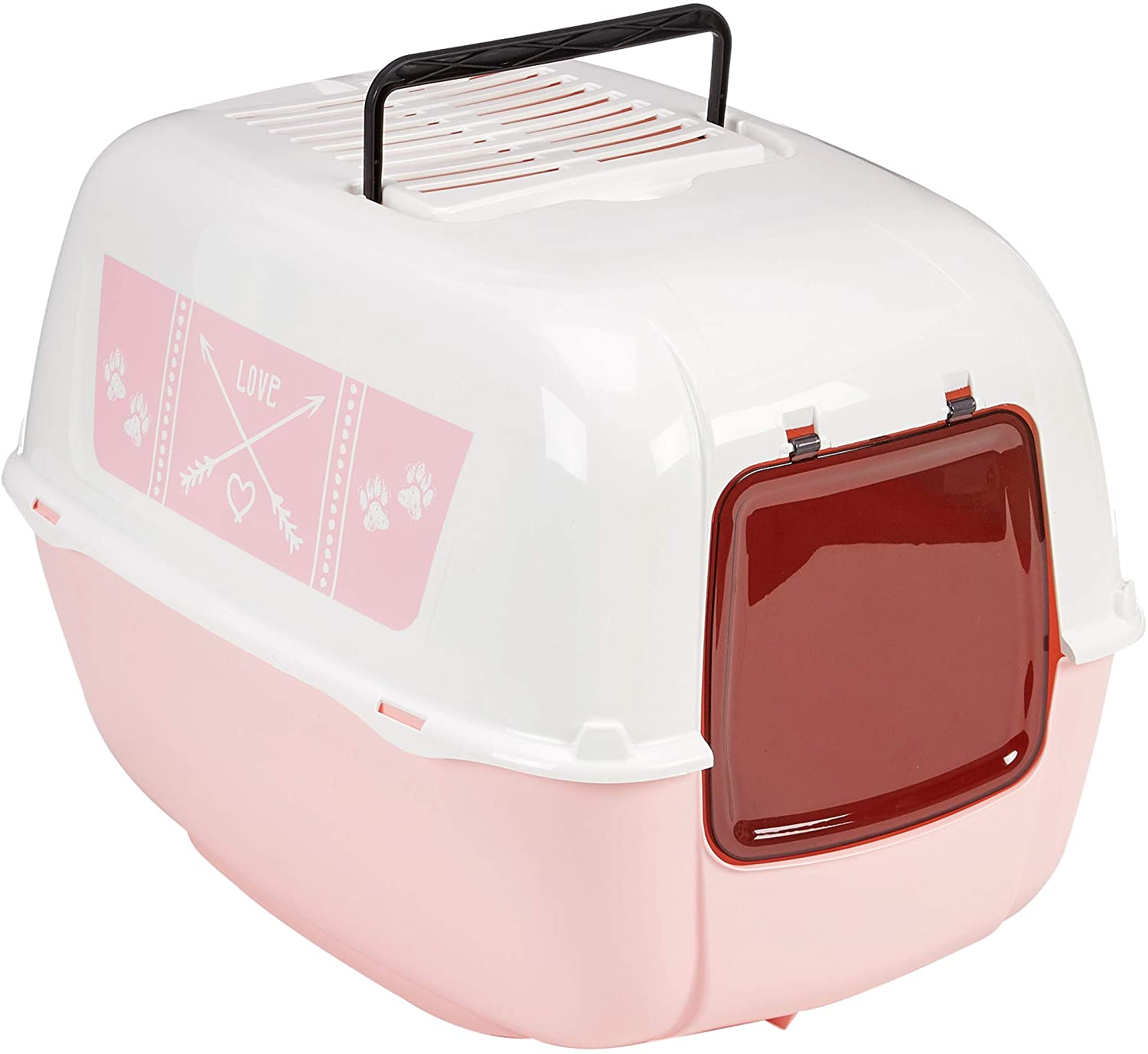 Ferplast Hooded Cat Litter Tray Box, PRIMA DECOR Cat Toilet Box with Door and 2 Activated Carbon Filters against bad odors