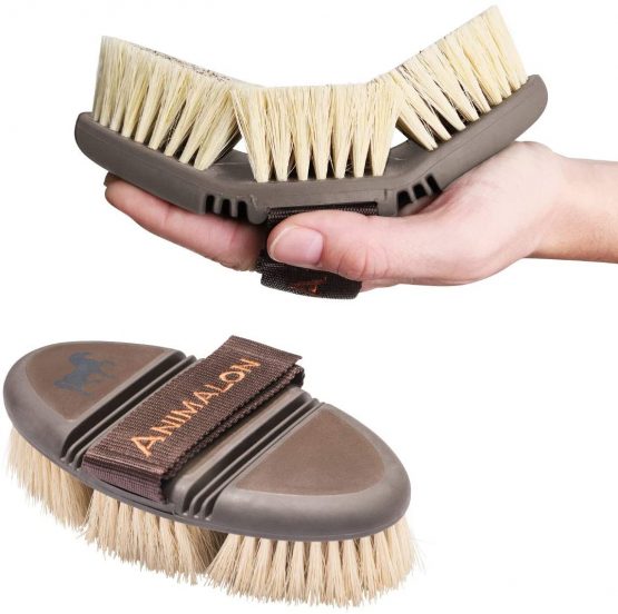 Animalon CareFlex Natural Bristles Horse Body Brush | Horse Grooming box | Flexible & Ergonomic Horse Brushes for grooming | Horse Grooming kit for Horse Care & Horse Comfort | Horse Riding Equipment