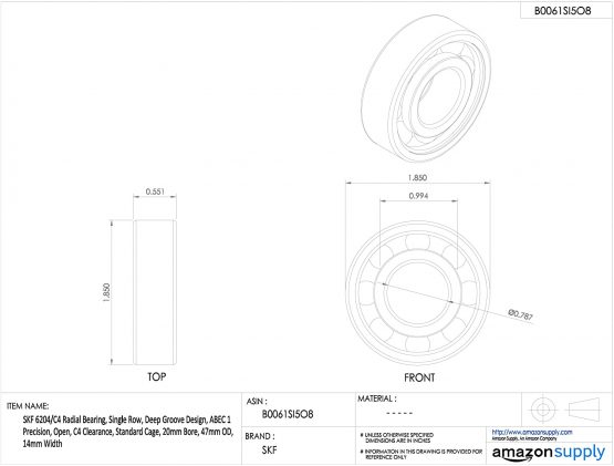 SKF 6204/C4 Radial Deep Groove Ball Bearing - Image 2