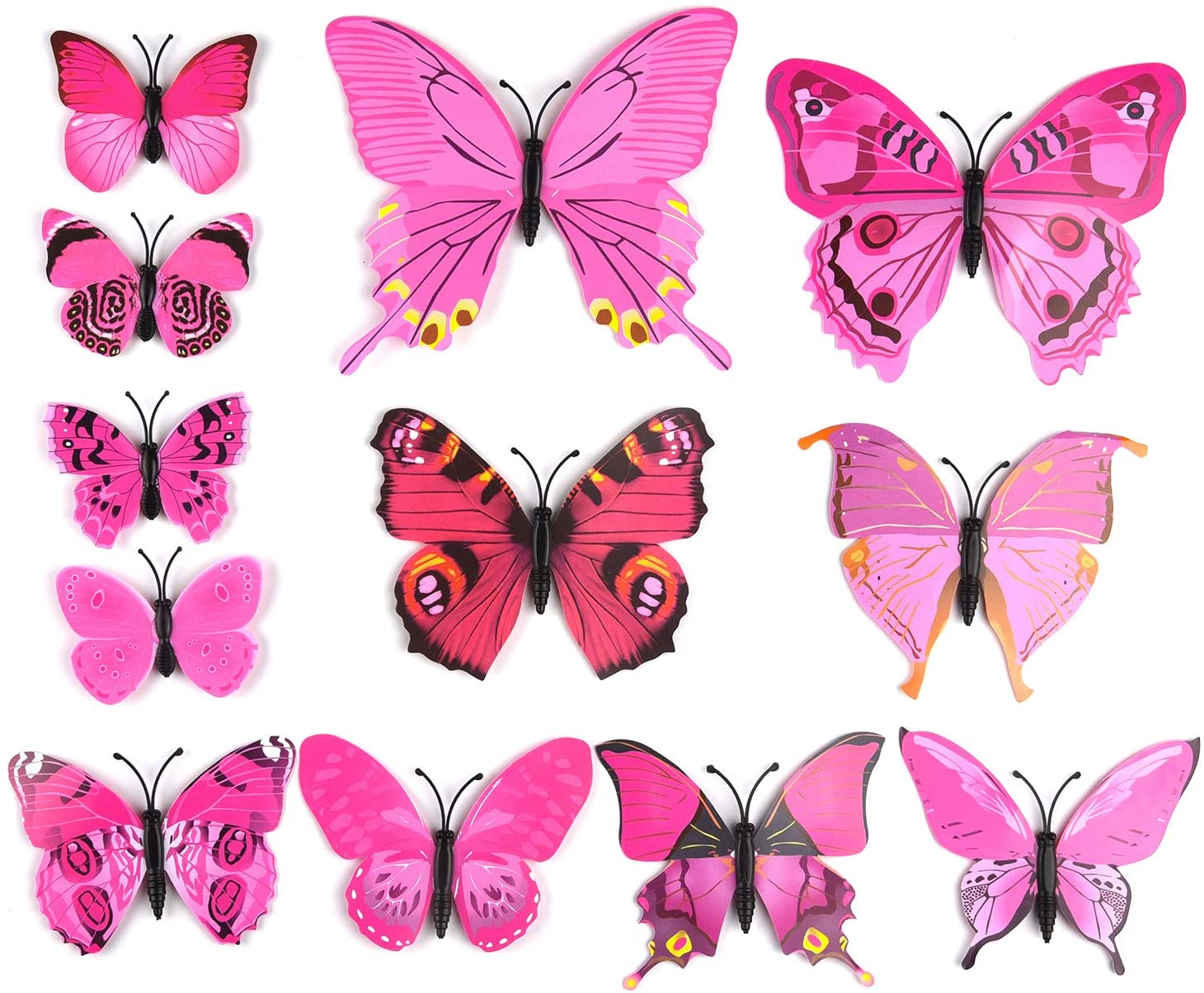 TUPARKA 36 Pieces 3D Butterfly Wall Stickers Butterfly Girls Bedroom Accessories, Pink, Random,pink - Image 2