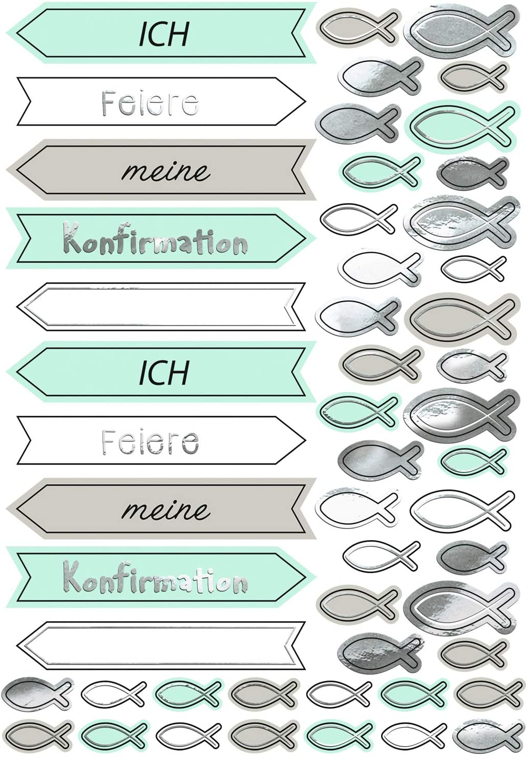Ursus 56919203F, Stamping Pieces, Ich feiere meine Confirmation, Mint/Taupe, 312 Die Cutting Pieces, Printed on One Side - Image 2